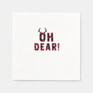 Funny Attitude Oh Dear Plaid Deer Creative Design  Napkin