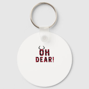Funny Attitude Oh Dear Plaid Deer CreativeKeychain Key Ring