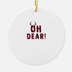 Funny Attitude Oh Dear Plaid Deer CreativeOrnament Ceramic Tree Decoration