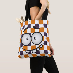 Funny attractive smiing colourful chequered Humour Tote Bag