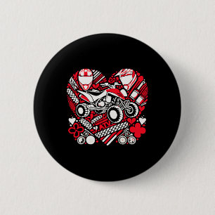Funny Atv 4 Wheeler Heart Valentine Womens Mens Ki 6 Cm Round Badge