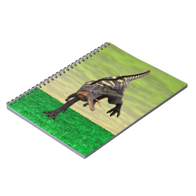 Funny Aucasaurus Roaring Prehistoric Dino Art Notebook (Left Side)