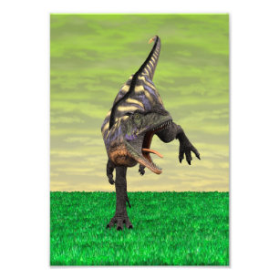 Funny Aucasaurus Roaring Prehistoric Dino Art Photo Print