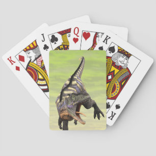 Funny Aucasaurus Roaring Prehistoric Dino Art Playing Cards