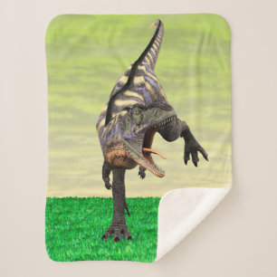 Funny Aucasaurus Roaring Prehistoric Dino Art Sherpa Blanket