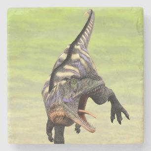 Funny Aucasaurus Roaring Prehistoric Dino Art Stone Coaster