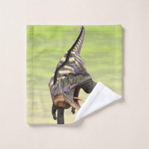 Funny Aucasaurus Roaring Prehistoric Dino Art Wash Cloth