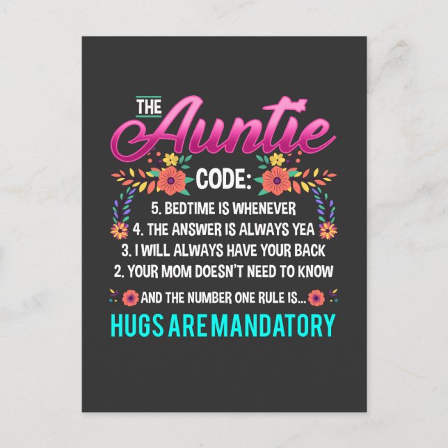 Funny Aunt Auntie Family Nephew Niece Humor Postcard (Front)