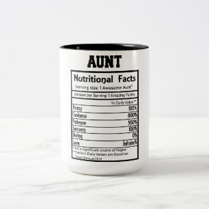 Funny Aunt Nutrition Facts  Two-Tone Coffee Mug