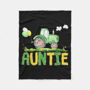 Funny Auntie Birthday Boy Tractor Farm Truck Match Fleece Blanket