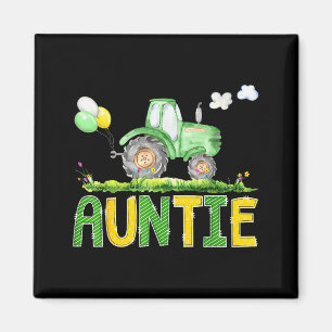 Funny Auntie Birthday Boy Tractor Farm Truck Match Magnet