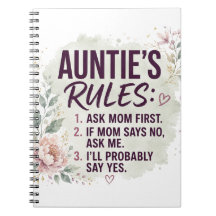 Funny Auntie Rules Floral Watercolor Family Quote