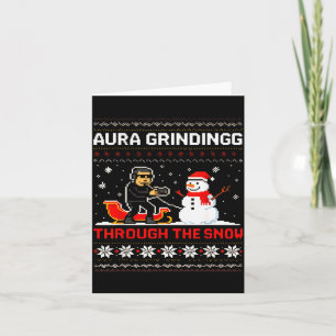 Funny Aura Grinding Christmas Meme Winter Gamer Card