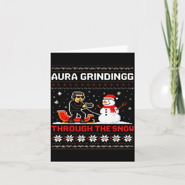 Funny Aura Grinding Christmas Meme Winter Gamer  Card (Front)
