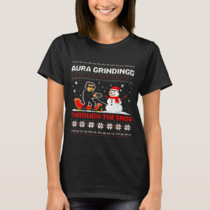 Funny Aura Grinding Christmas Meme Winter Gamer T-Shirt