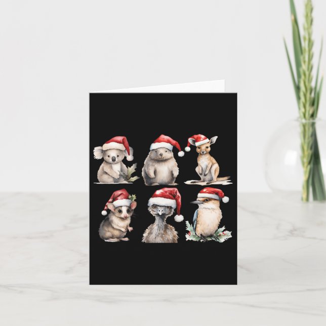 Funny Aussie Animals Christmas Santa Australian An Card (Front)