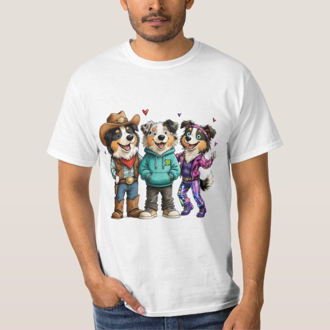 Funny Aussie Dog Shirt Cute Trio Tee (Front)