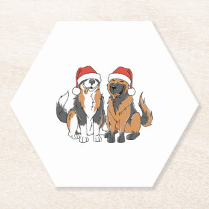 Funny Aussie German Shepherd Christmas Dogs in San Paper Coaster