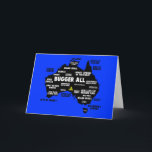 Funny Aussie map Card<br><div class="desc">Funny Aussie map birthday cards for British expats living in Oz, or anyone planning to visit Australia and all of the dangerous critters in Oz.If you're after spoof Australian greeting cards to show off your British humour these Aussie cards are for you.</div>