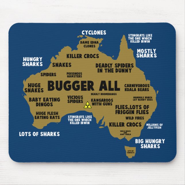 Funny Aussie map Mouse Mat (Front)
