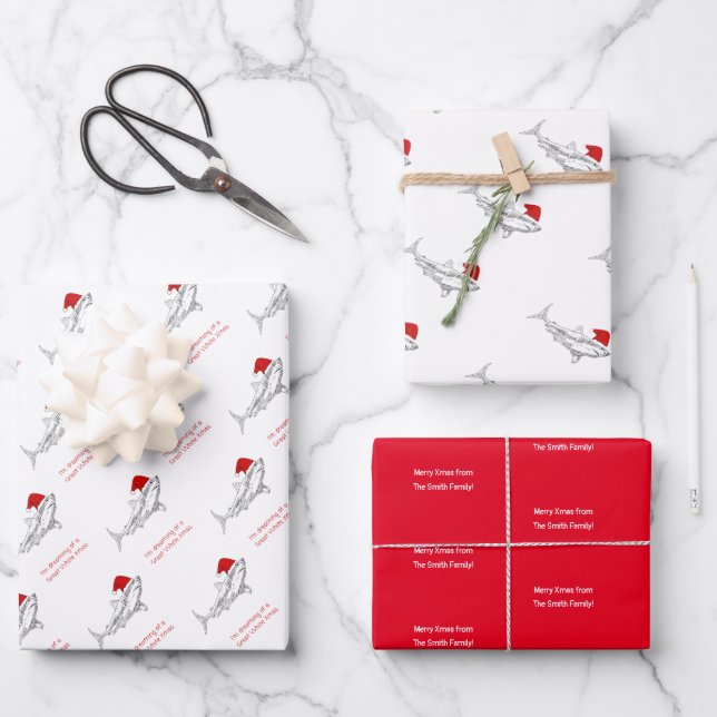 Funny Aussie Shark Xmas Card  Wrapping Paper Sheet (Front)