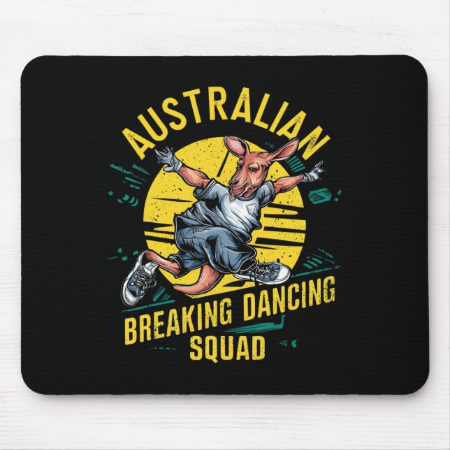 Funny Australian Break Dancing Squad Kangaroo  Mouse Mat (Front)