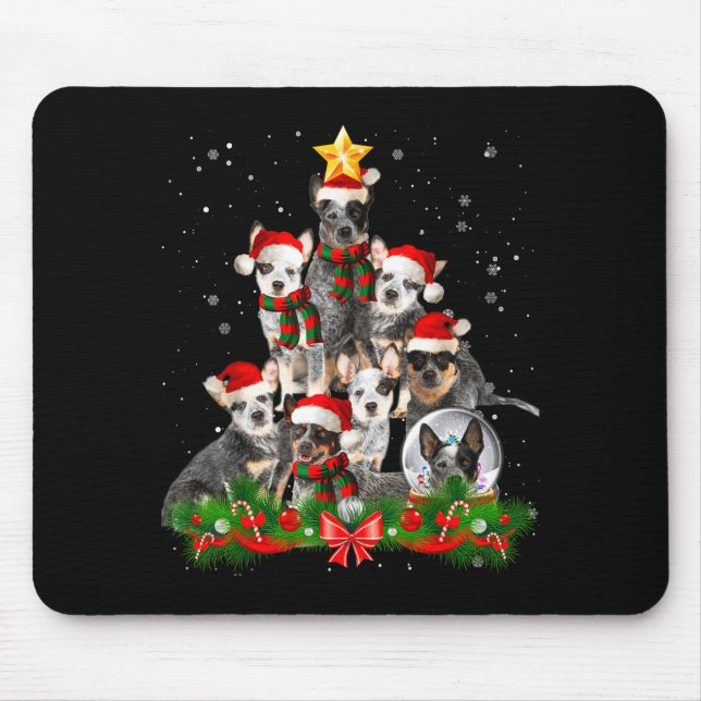 Funny Australian Cattle Dog Dog Christmas Tree - B Mouse Mat (Front)