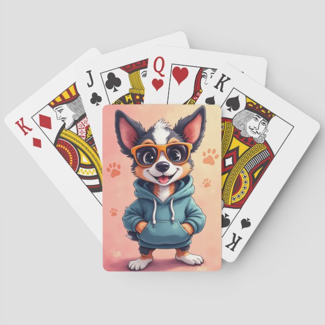 Funny Australian Cattle Dog Kawaii Dog Playing Cards (Back)