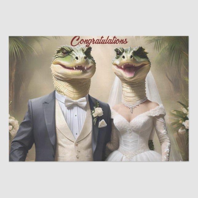 Funny Australian Crocodile Wedding, Tissue Paper (Front)