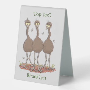 Funny Australian emu trio cartoon illustration