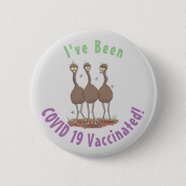Funny Australian emu trio cartoon illustration 6 Cm Round Badge (Front)