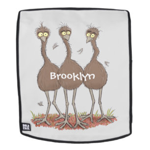 Funny Australian emu trio cartoon illustration Backpack