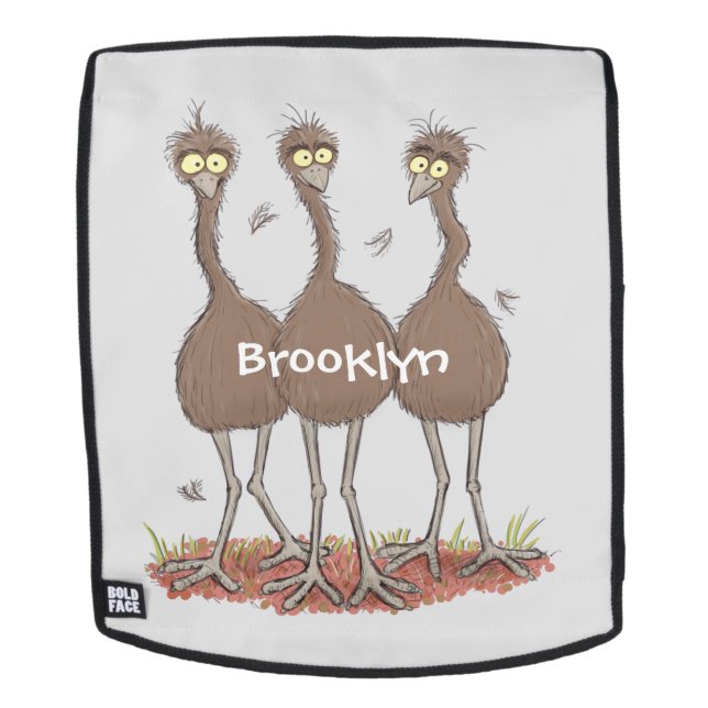 Funny Australian emu trio cartoon illustration Backpack (Removable Face)