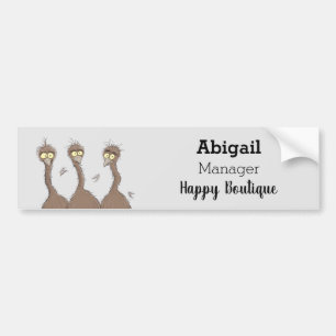 Funny Australian emu trio cartoon illustration Bumper Sticker