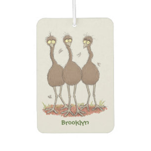 Funny Australian emu trio cartoon illustration  Car Air Freshener