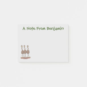 Funny Australian emu trio cartoon illustration Post-it Notes