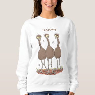 Funny Australian emu trio cartoon illustration Sweatshirt