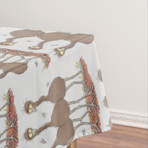Funny Australian emu trio cartoon illustration Tablecloth