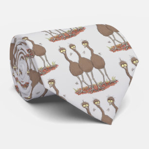 Funny Australian emu trio cartoon illustration Tie