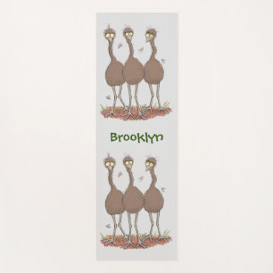 Funny Australian emu trio cartoon illustration Yoga Mat