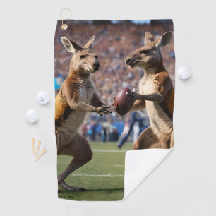 Funny Australian Kangaroos Playing Football, Golf Towel
