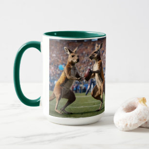 Funny Australian Kangaroos Playing Football, Mug