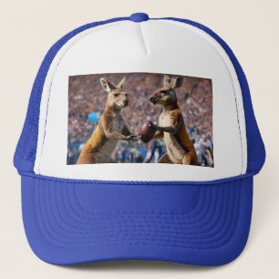 Funny Australian Kangaroos Playing Football, Trucker Hat