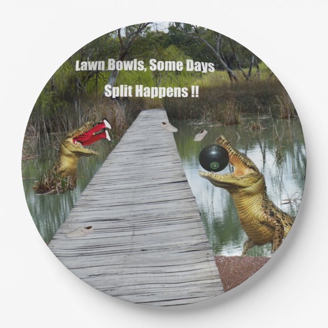 Funny Australian Lawn Bowls Design, Paper Plates (Front)