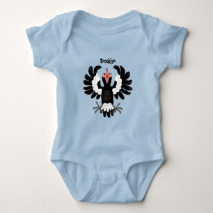 Funny Australian magpie cartoon illustration Baby Bodysuit