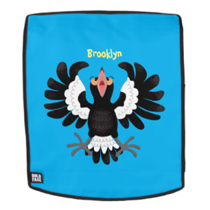 Funny Australian magpie cartoon illustration  Backpack
