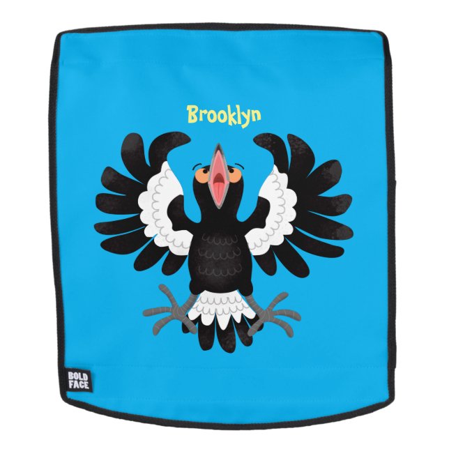 Funny Australian magpie cartoon illustration  Backpack (Removable Face)
