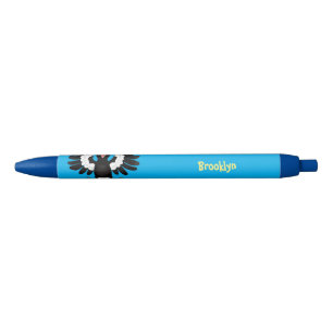 Funny Australian magpie cartoon illustration Black Ink Pen