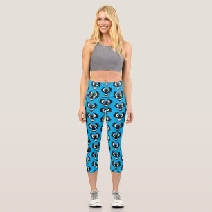Funny Australian magpie cartoon illustration  Capri Leggings