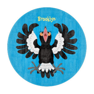 Funny Australian magpie cartoon illustration  Cutting Board